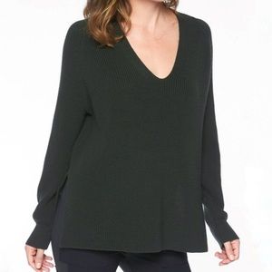 Athleta Switchback Merino V Neck green sweater